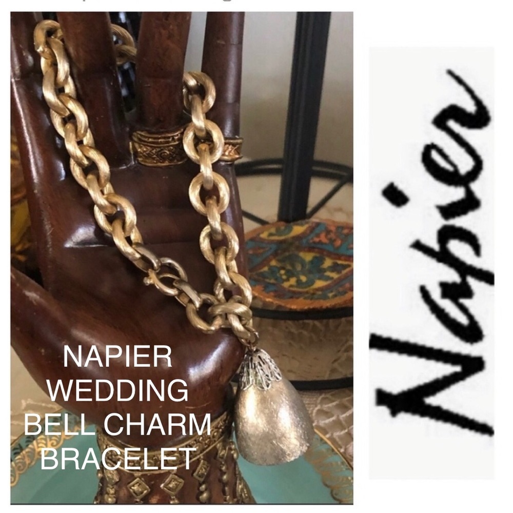 Vintage NAPIER Wedding Bell Charm Bracelet